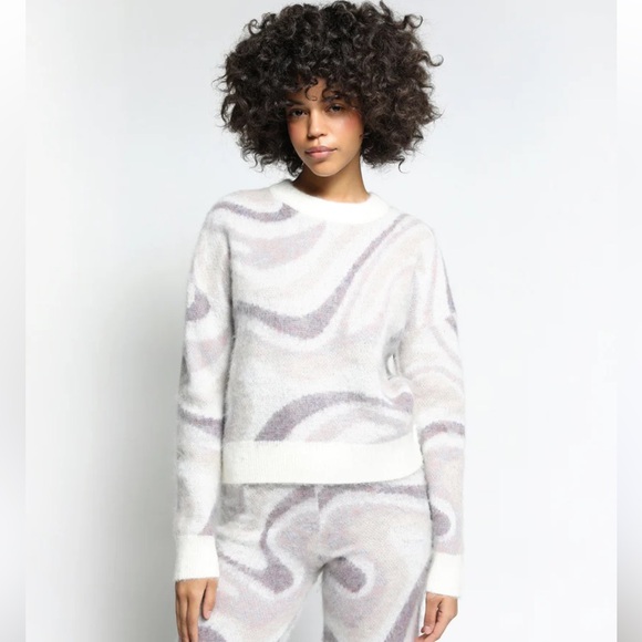 Twenty Montréal Cream and Purple Swirl Mohair Crewneck...